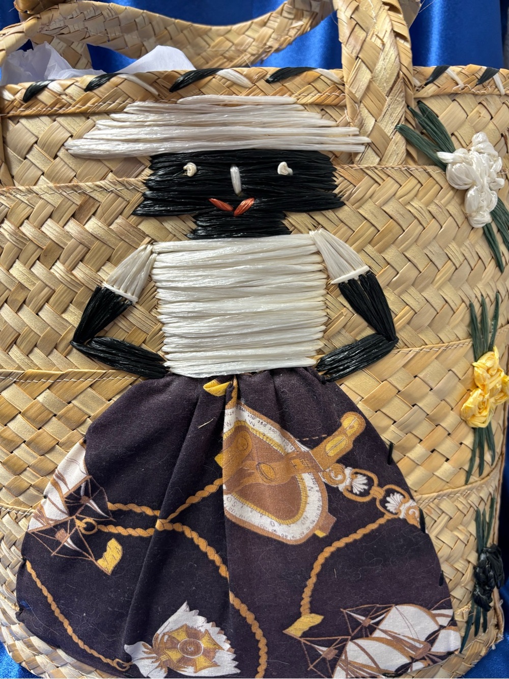 Vintage 1960s Bahamian Straw Tote Bag Bahama Mama Nautical Souvenir Handbag - Picture 4 of 12